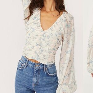 Final Rose Blouse
Free PeopleRetail: $98
Color: IVORY

Floral V-Neck Ruched Top
